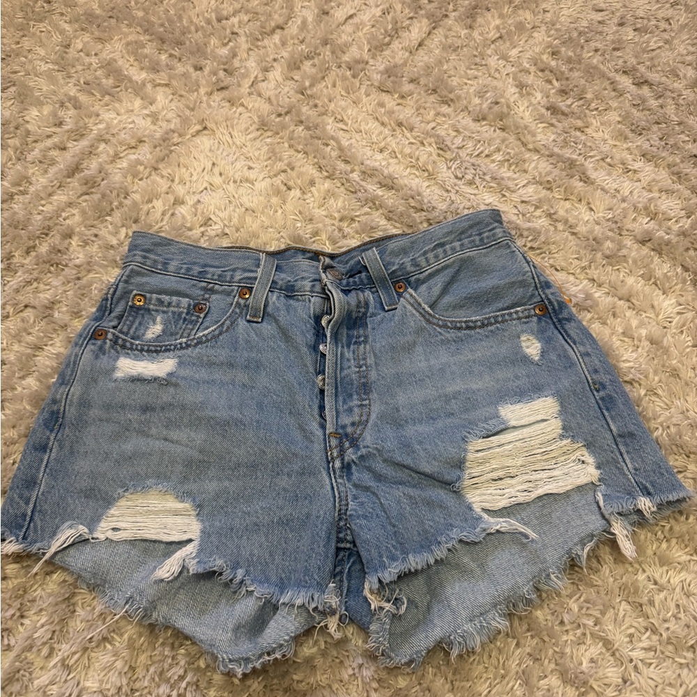 Distressed Denim Women Levi 501 Shorts